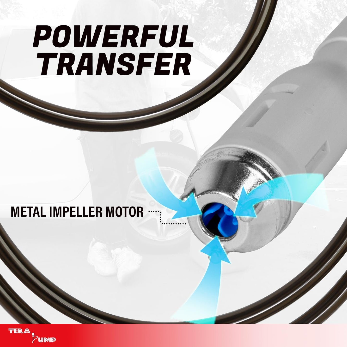 2PK of TERA PUMP 5th Gen TRFA01 Fuel Transfer Pump with Auto-Stop for Overfill Protection (2.7 GPM) Includes a Universal Threaded Adapter, Long Hose, Nozzle Clip for E15, E85, Gas, Diesel & More