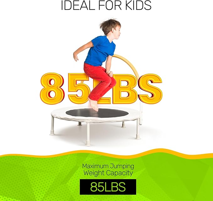 Jumpking 36 inch Indoor and Outdoor Toddler Trampoline with Bungie Cords, Powder Coated Rust Resistant, Perfect for Families with Young Children