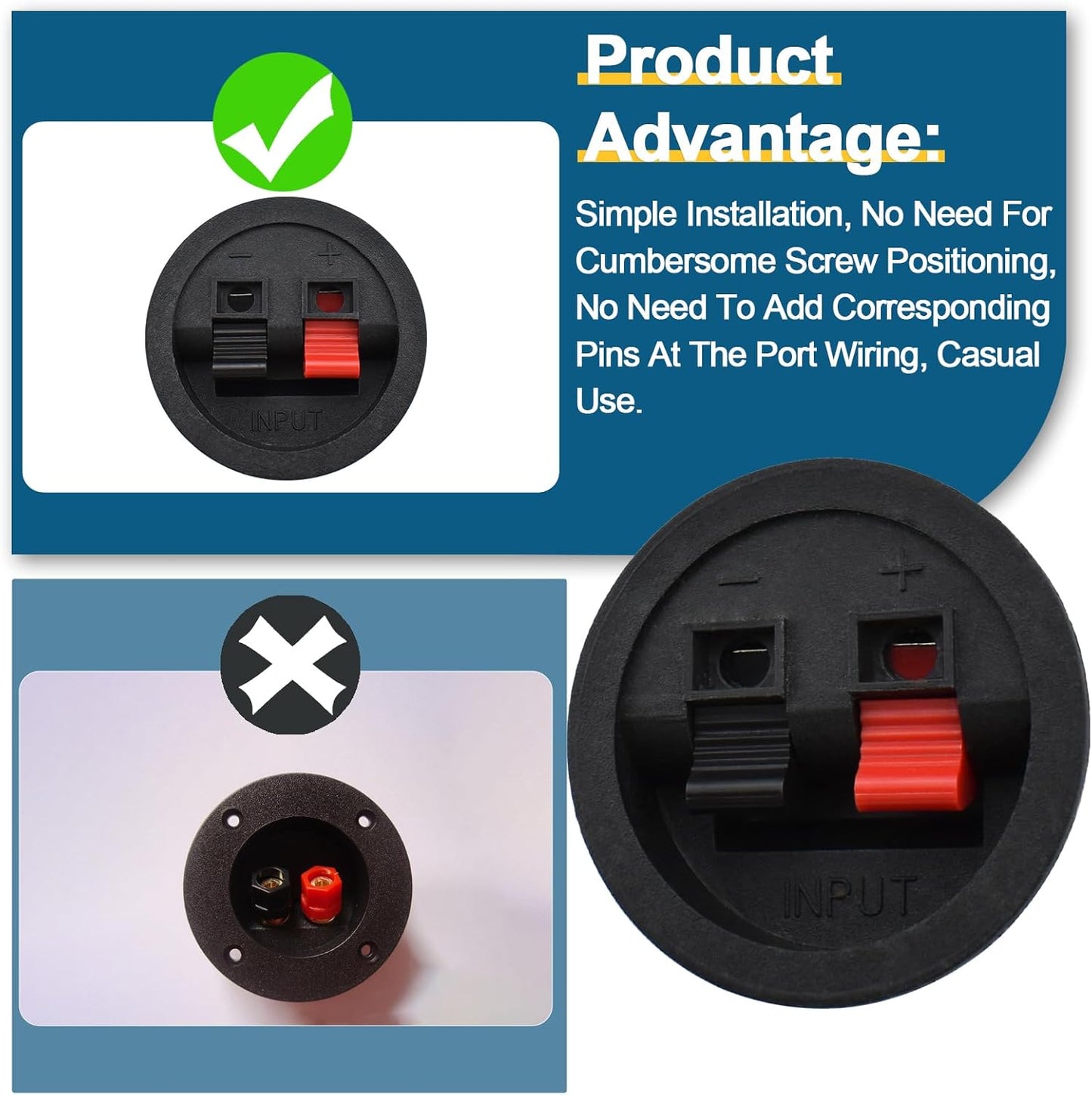 UBANU 2 Pack Speaker Box Terminal Cup, Round Spring Subwoofer Box Terminals Binding Post Wire Connector for Car Speaker