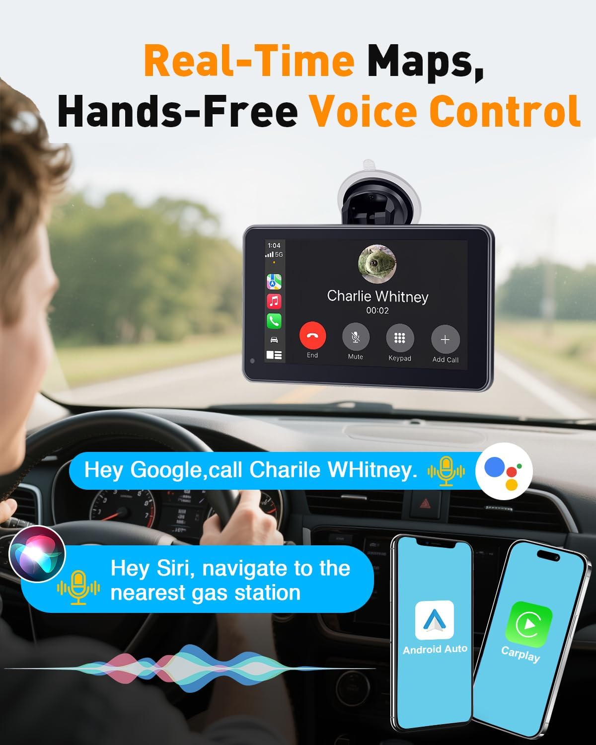 Thybro 7 Commuters Wireless Apple CarPlay & Android Auto Screen - Portable Car Display with AirPlay, Screen Mirroring