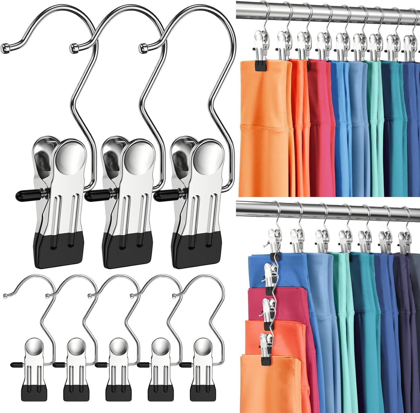 Skiennix 30 Pack Pants Hangers - Space-Saving Clip Organizers for Leggings, Jeans, and Skirts