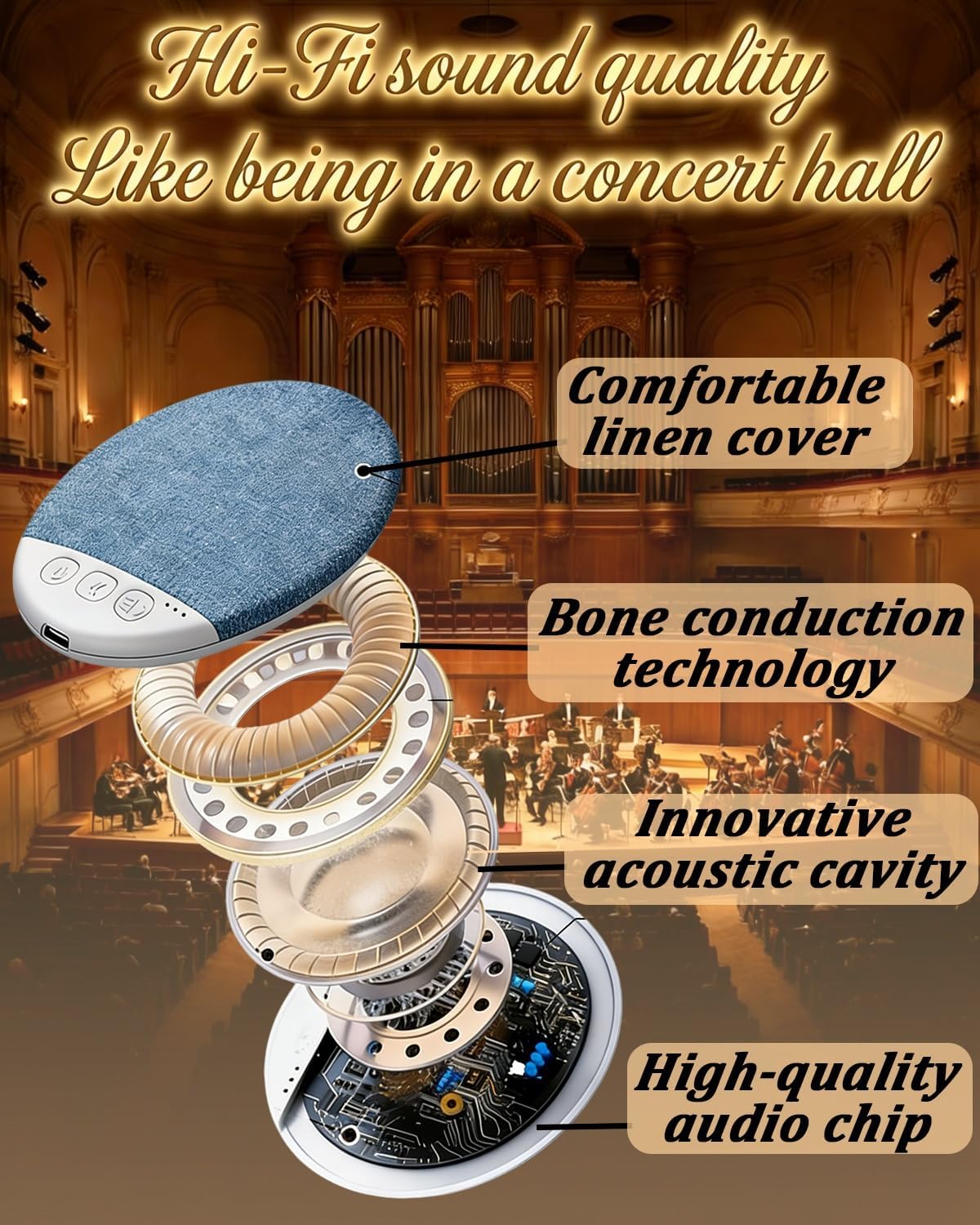 Frewac 2026 New Flat Under Pillow Speakers for Sleeping, Bone Conduction Pillows Speaker Bluetooth, Private Ultra-Thin