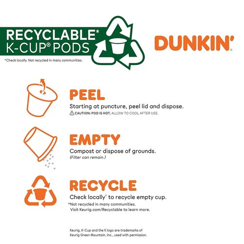Dunkin' Decaf Medium Roast Coffee - 60 Keurig K-Cup Pods for Smooth, Rich Flavor