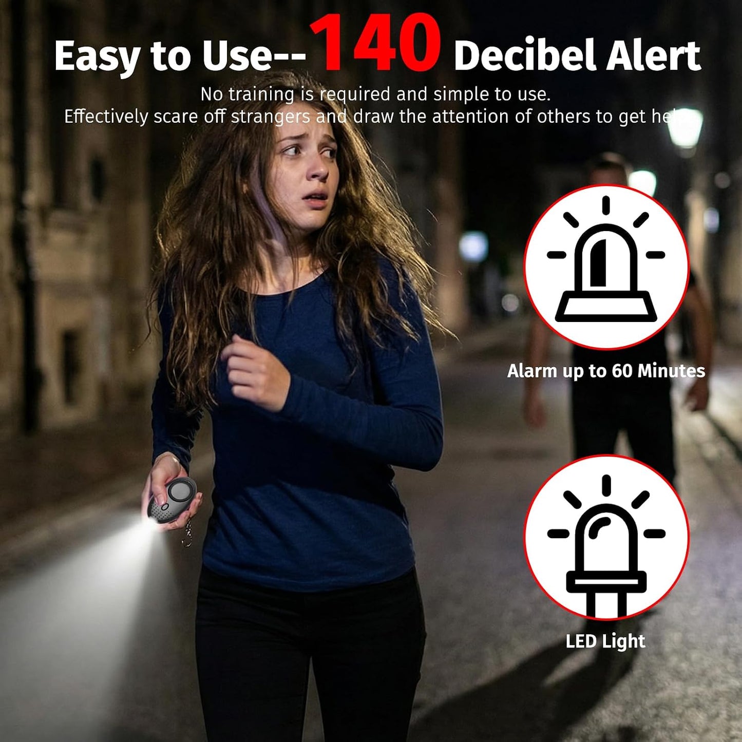 Taiker 140DB Elders-2 Pack Personal Alarm for Women Emergency Self-Defense Security Alarm Keychain with LED Light