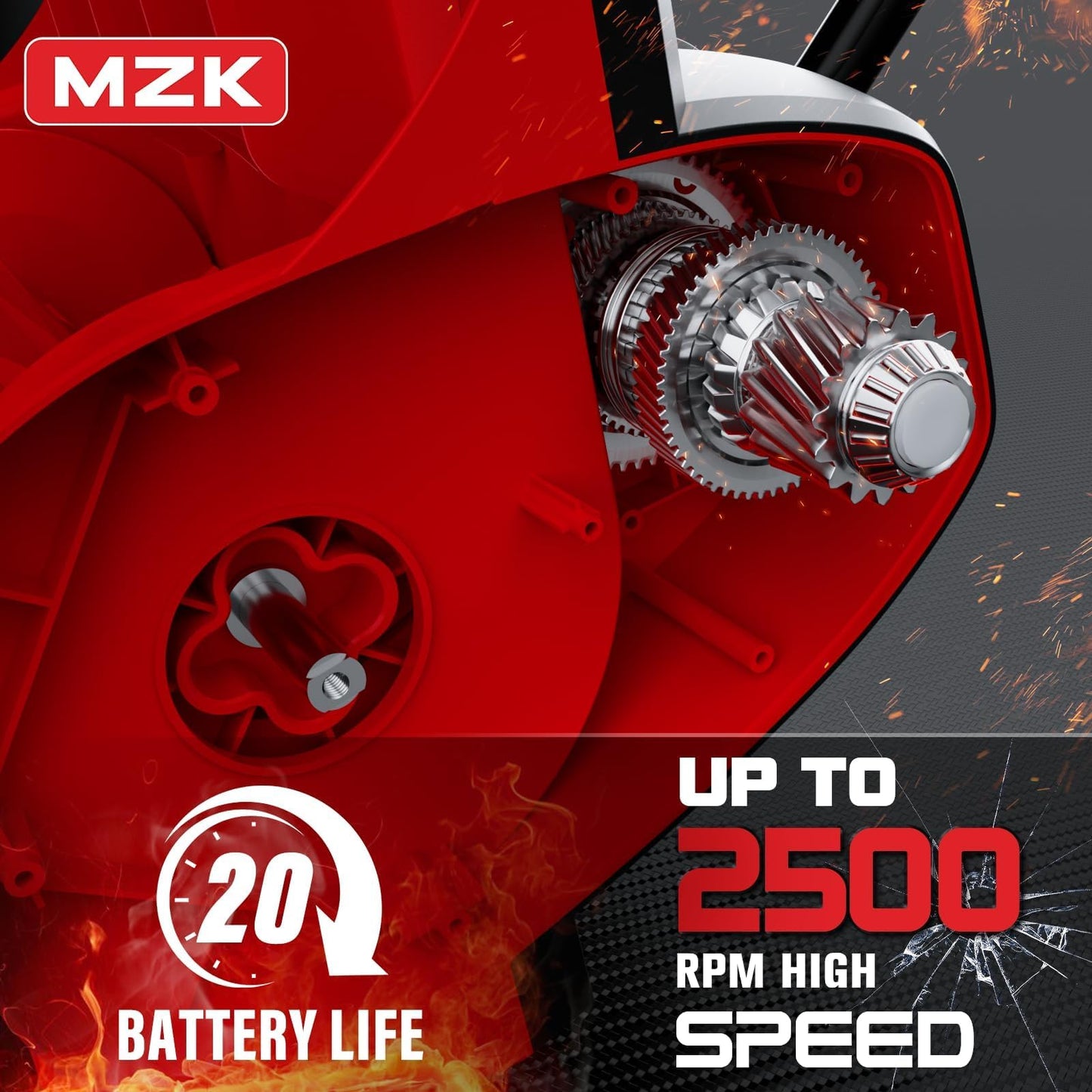 MZK Cordless Snow Shovel, 20V 13-Inch Battery Powered Snow Thrower, Battery Snow Blower with Directional Plate & Adjustable Front Handle(4.0Ah Li-ion Battery & Fast Charger Included)