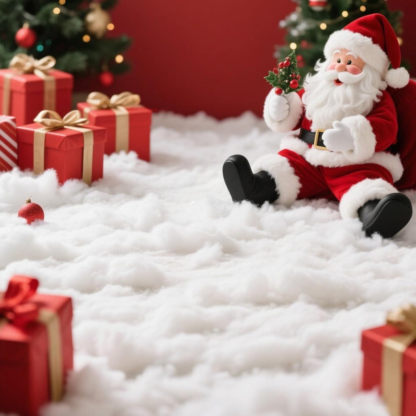 Skiennix Christmas Fake Snow Decoration - 10.6 Oz Fluffy White Artificial Snow for Holiday Decor