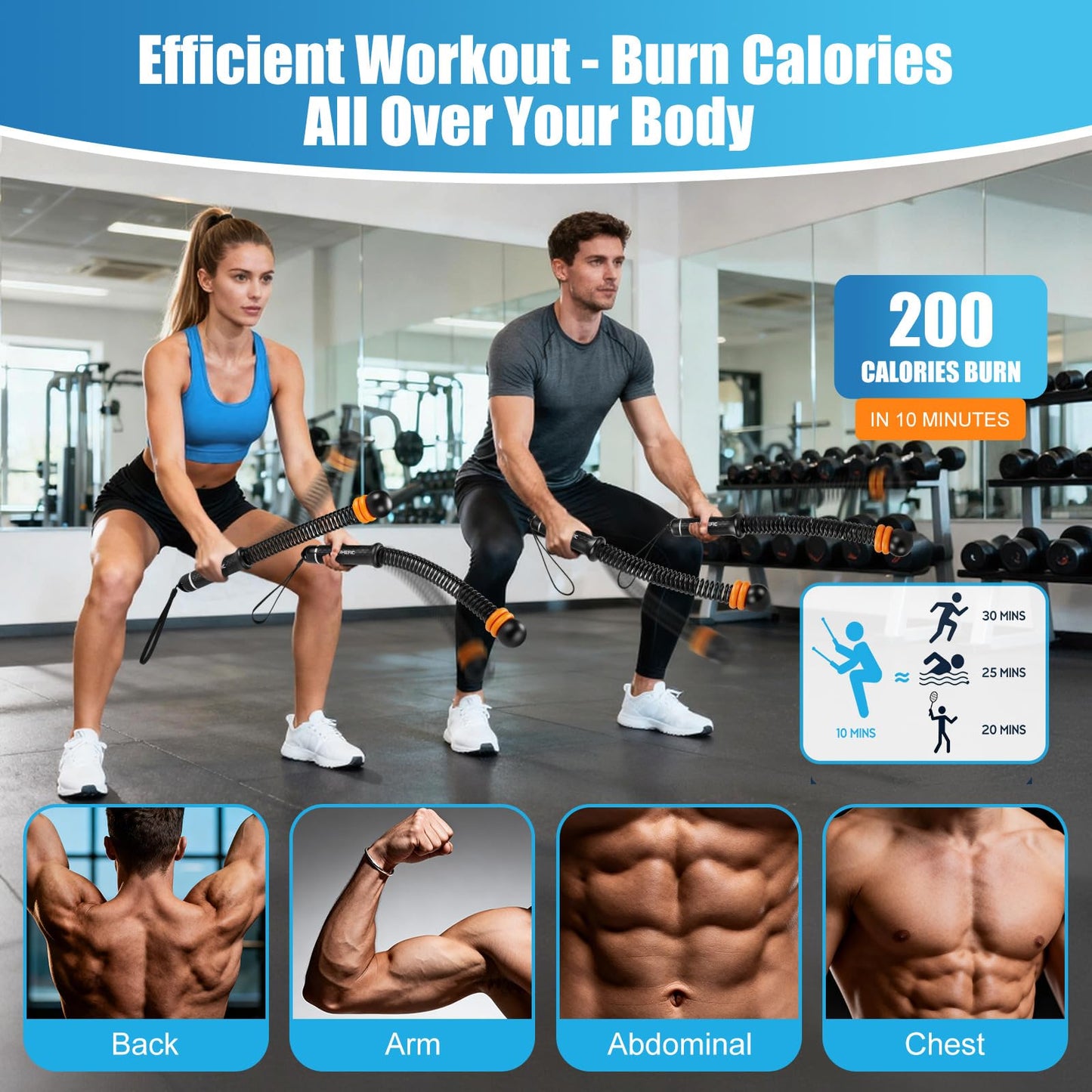 Weighted Ropeless Battle Ropes Adjustable Weight - Portable Cordless Battle Ropes for Home Gym with Poster - Strength Building, HIIT and Low-Impact Aerobic Training for Men & Women (Black)