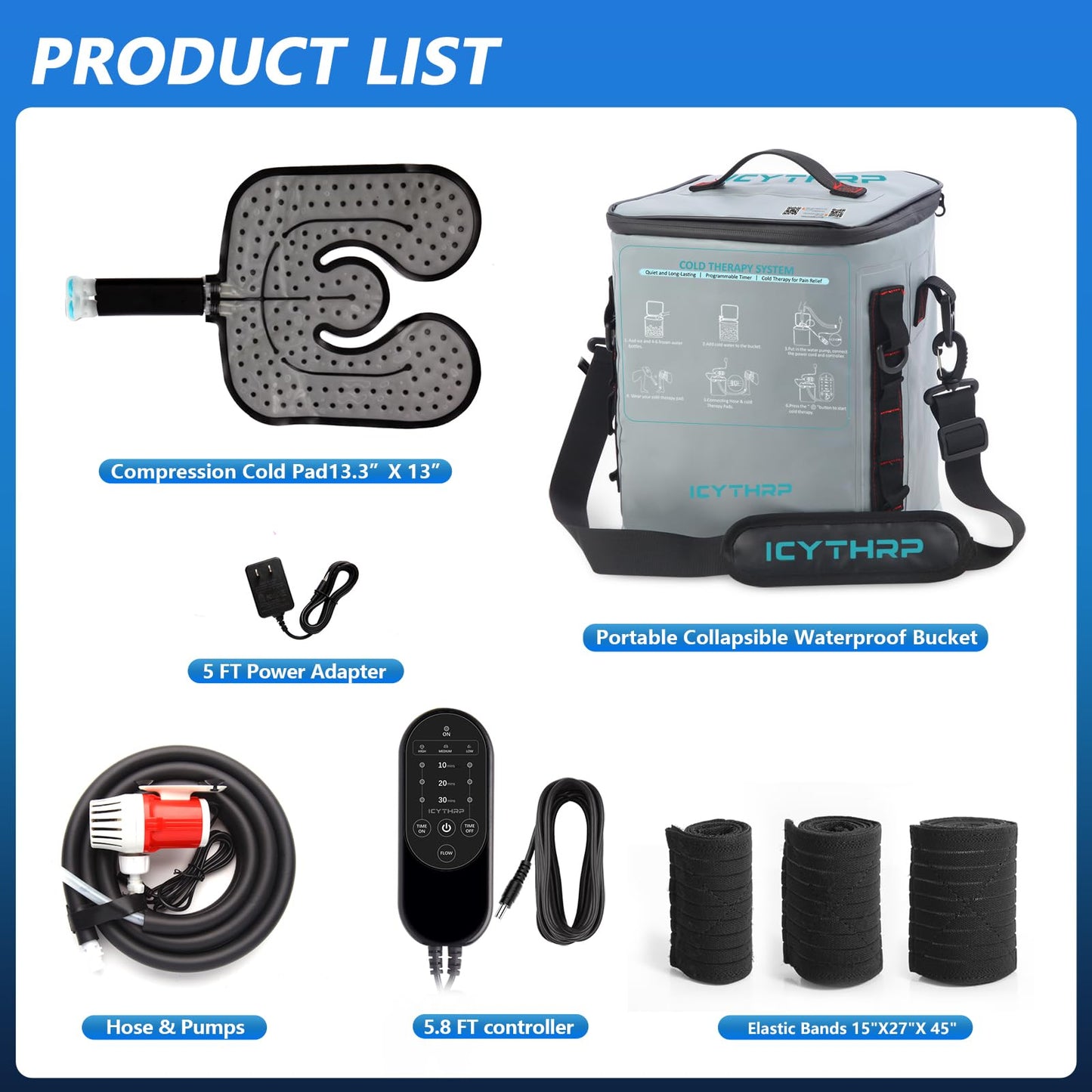 ICYTHRP Cold Therapy Machine with Programmable Timer, FSA Eligible HSA, Portable Ice Machine for Knee After Surgery, Knee Replacement Recovery System for Pain Relief with Universal Pad