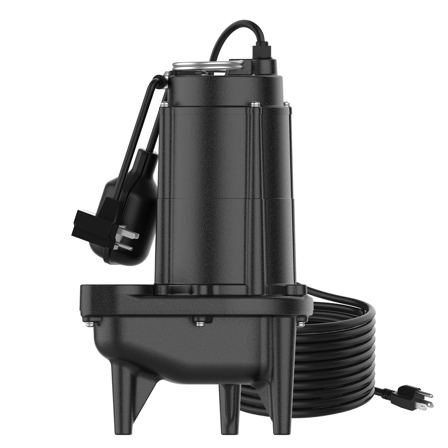 BOMGIE 1/2 HP Sewage Pump, Cast Iron Effluent Pump, Automatic Float Switch, Sewage Sump Pump for Sump Basin, Basement, Residential Sewage, 2'' NPT Discharge, Black