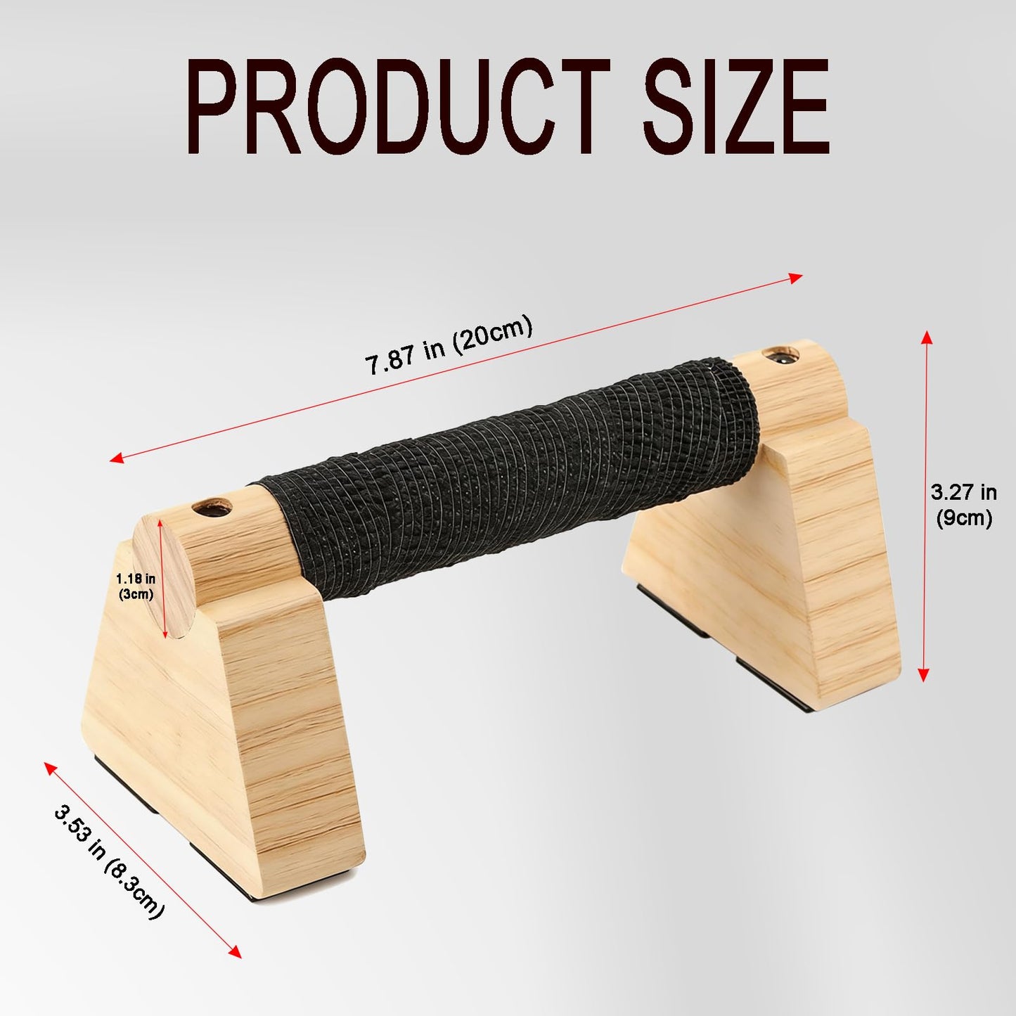 Wooden Parallettes Bars -7.87 Inches Professional Solid Wood Push Up Stands for Calisthenics, Handstand & Planche Training at Home Gym, Non-Slip Grips for Wrist Comfort Pushup Handle for Strength Training (7.87")