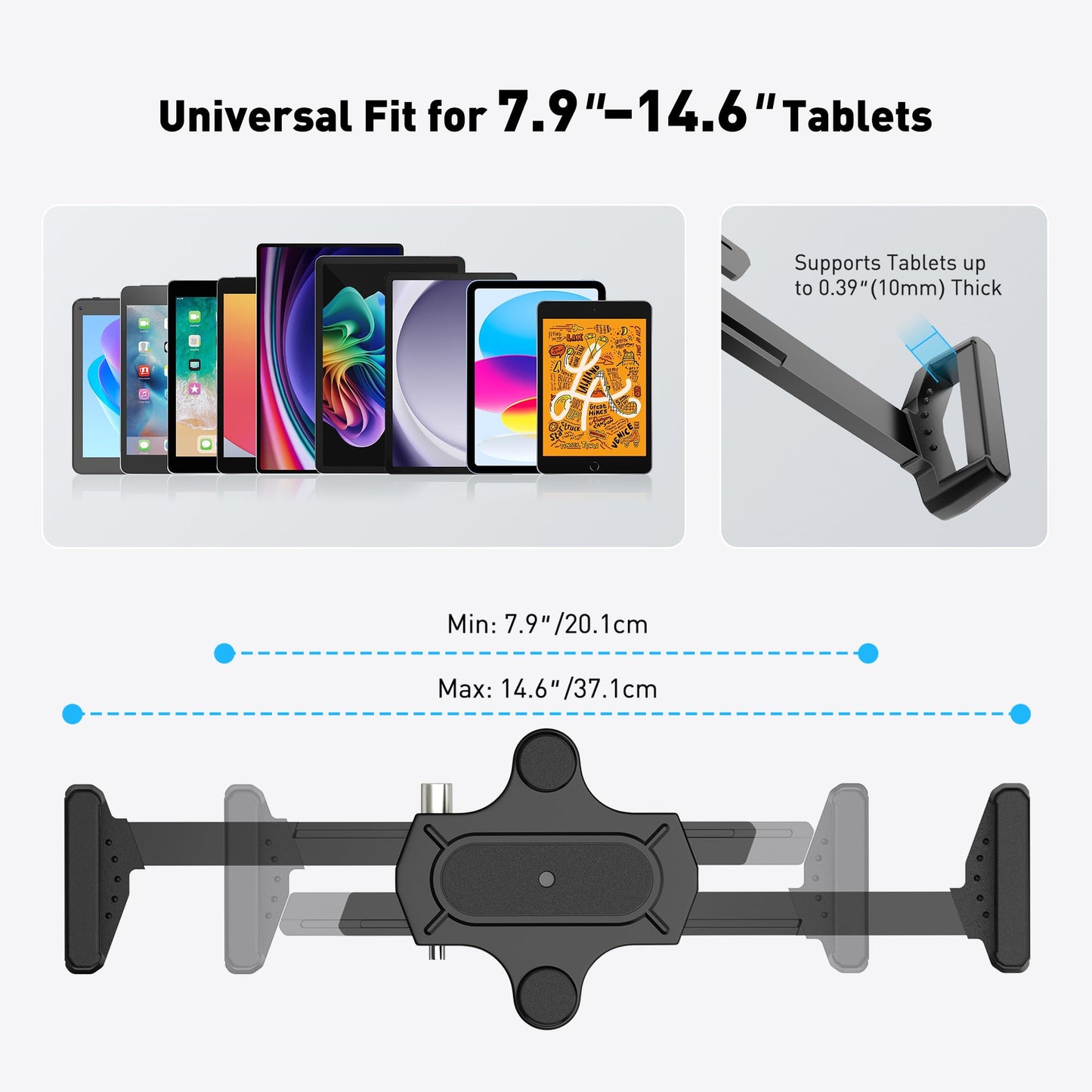 AboveTEK Anti-Theft iPad Wall Mount with Lock & Key, 360° Rotating Tablet Holder for 7.9"–14.6" Devices, Heavy-Duty Aluminum & Steel Kiosk Mount for POS, Restaurant, Retail & Business Displays