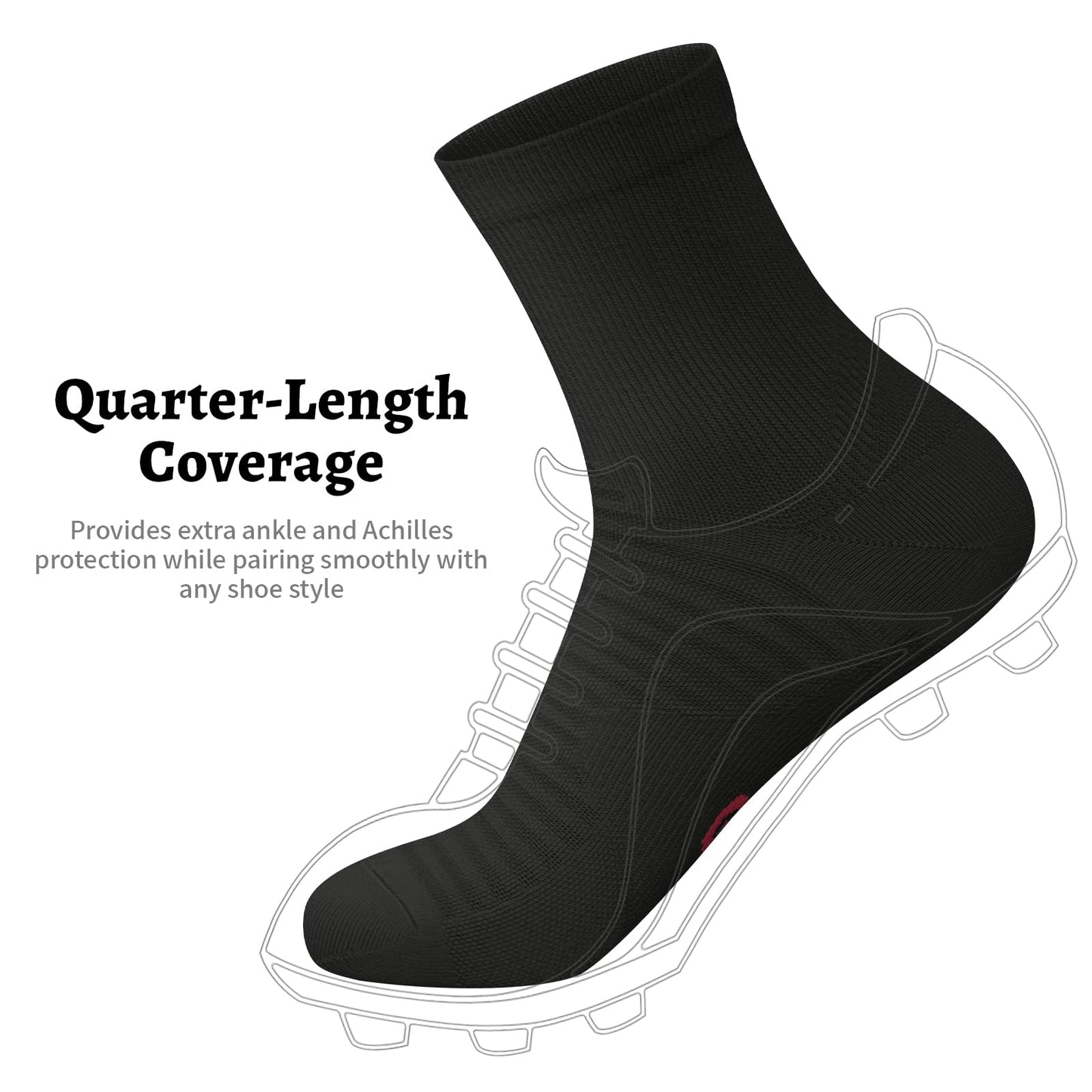 Compression Running Ankle Socks for Men and Women (6 Pairs), Quarter Athletic Socks for Running, Cycling, Golf, Work