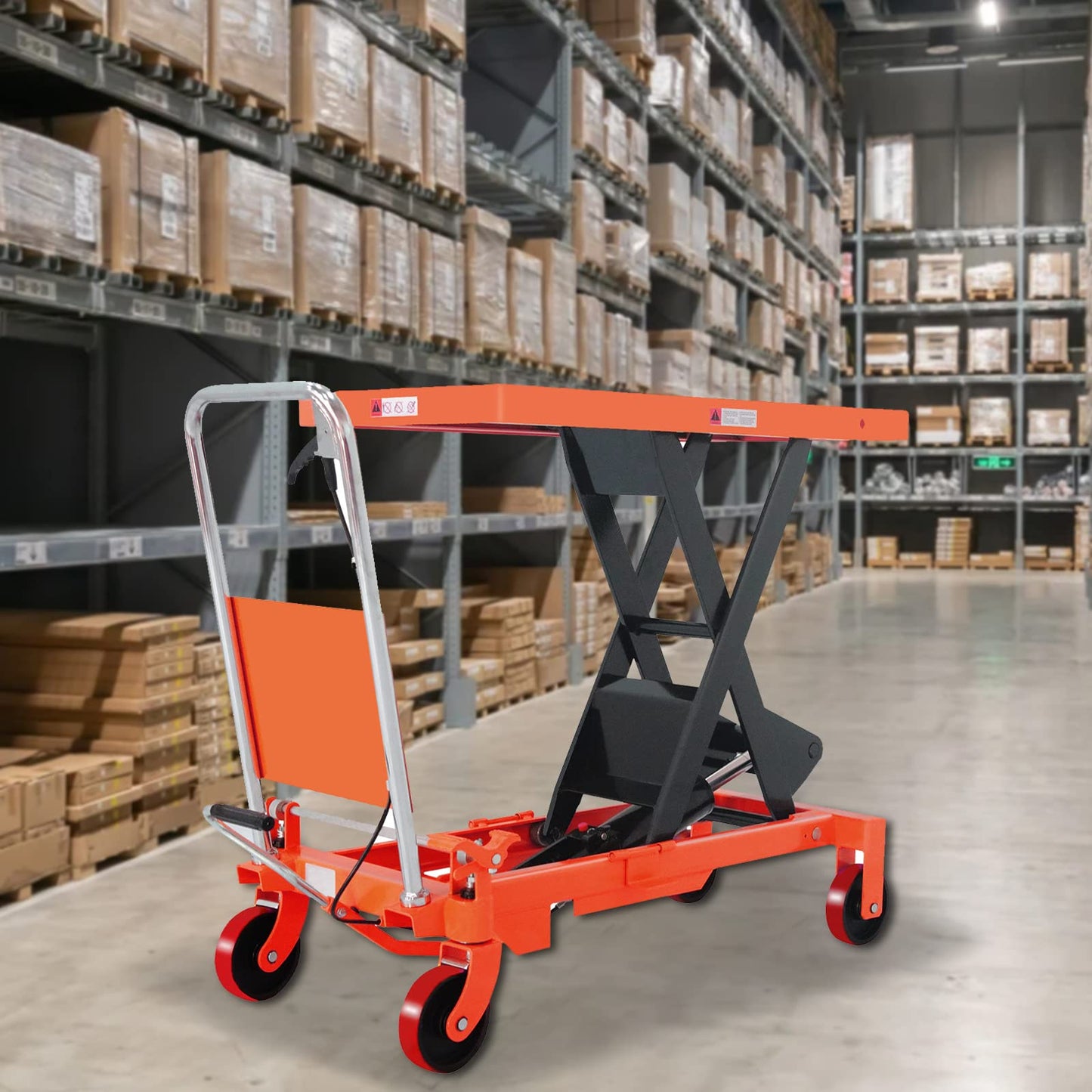 Tory Carrier Hydraulic Scissor 1760LBS Capacity, Cart Lift Table Cart 39.4”Lifting Height, Manual Scissor Lift Table 4 Wheels and Foot Pump, Elevating Hydraulic Cart for Material Handling