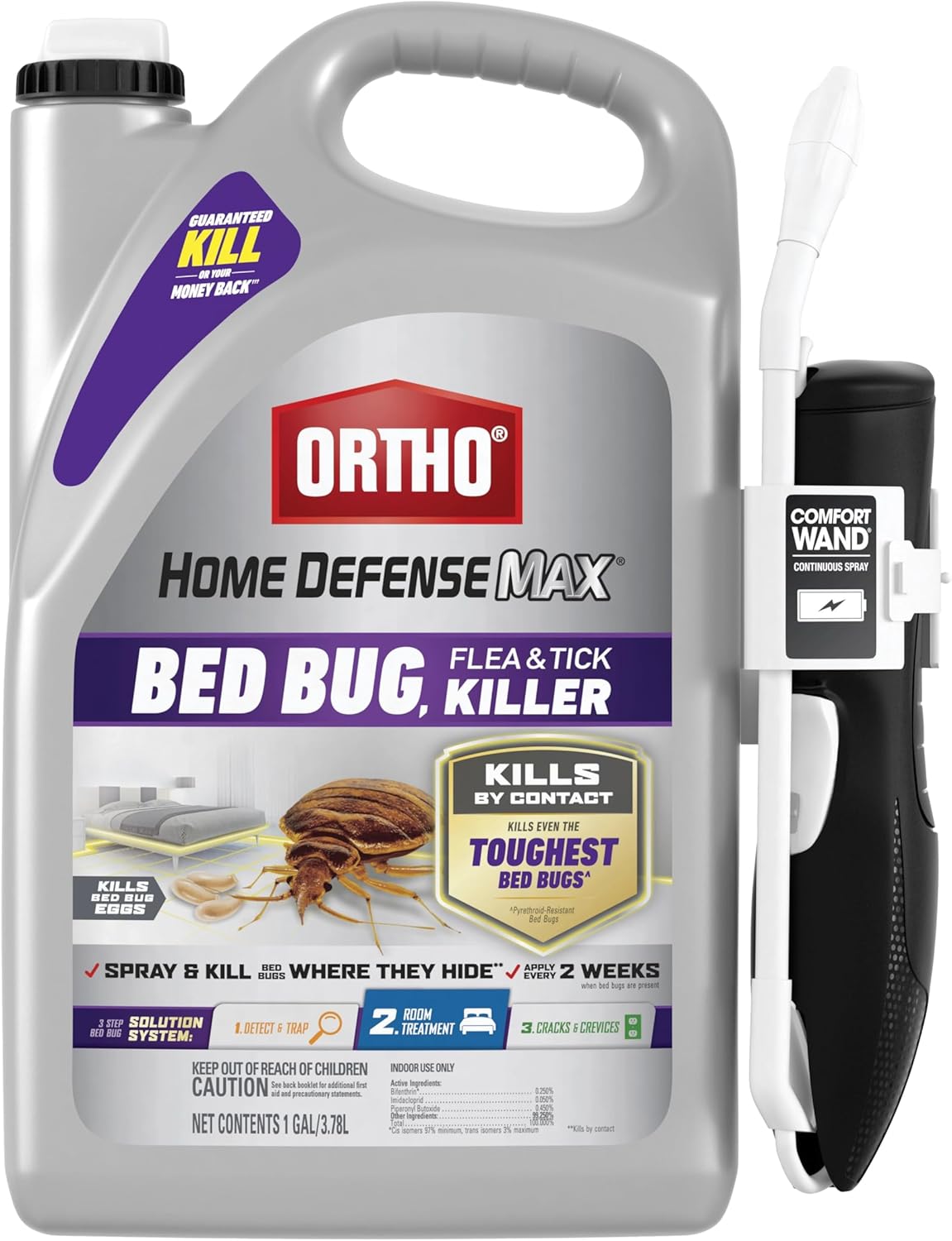 Ortho Home Defense Max Insect Spray - Kills Bed Bugs, Fleas & Ticks with Comfort Wand | 1 Gallon Ready-to-Use