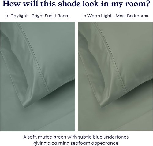 California Design Den Pillowcase Set | Standard Queen Size, 400 Thread Count, 100% Cotton Sateen, Soft Sage Green - Set of 2