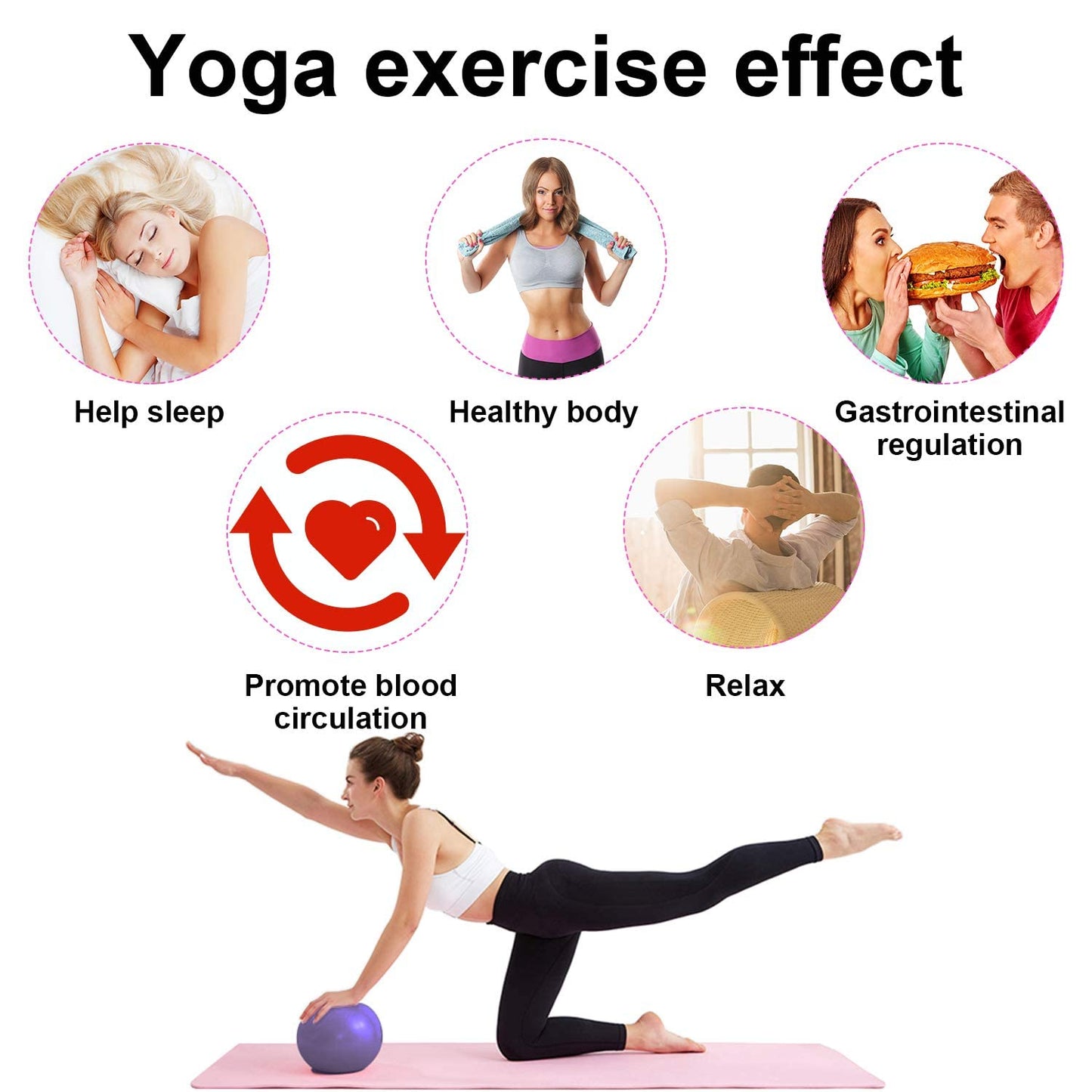 TopBine 9 Inch Exercise Pilates Ball -(2 Pcs) Stability Ball for Yoga, Barre, Training and Physical Therapy- Improves Balance, Core Strength, Back Pain & Posture- Comes with Inflatable Straw