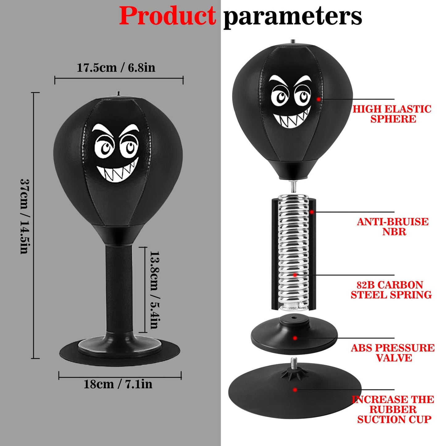 Desktop Mini Punching Bag for Kids & Adults - Stress Buster with Suction Cup for Office Table and Counters, Fun Gifts Suitable for All Ages