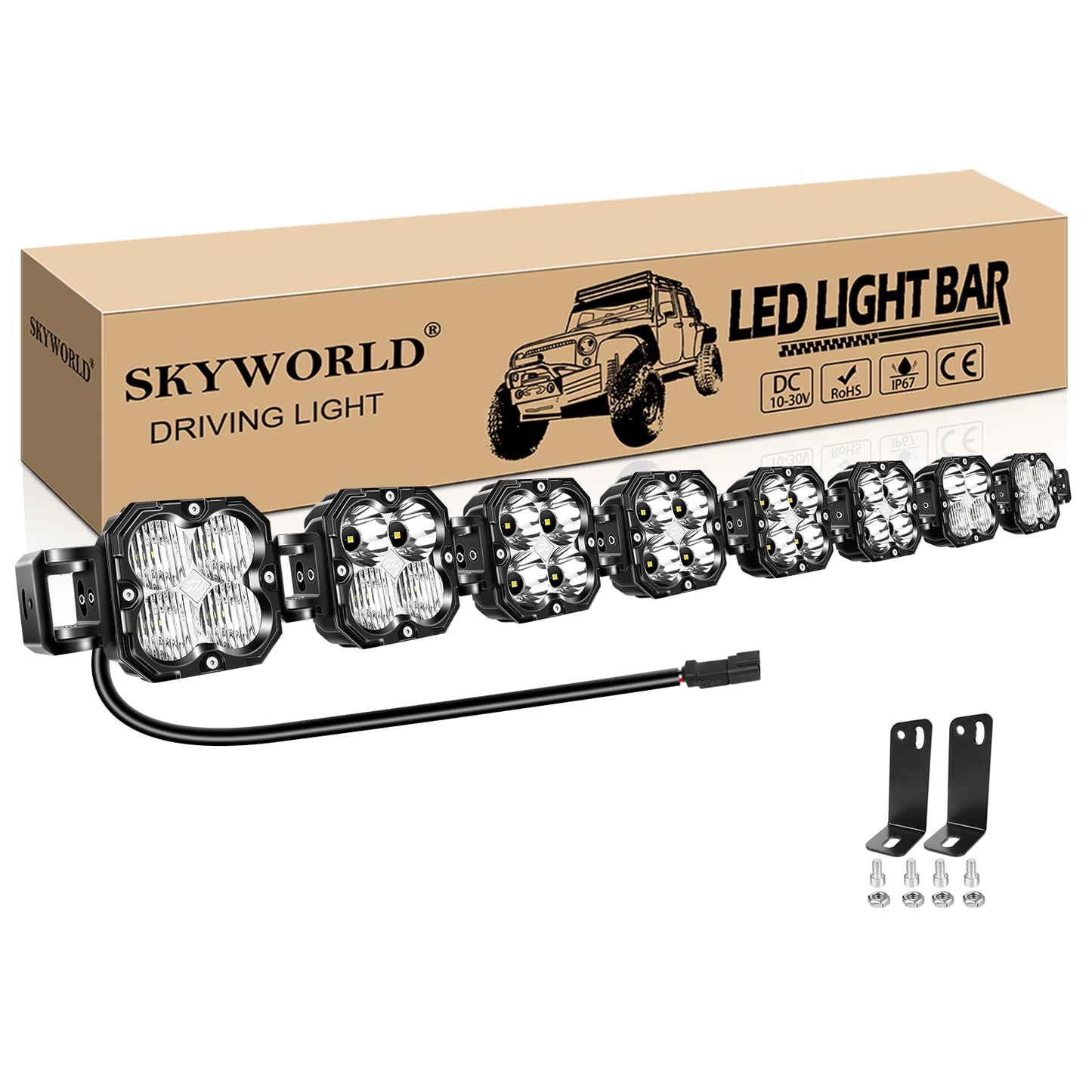SKYWORLD Linkable Led Light Bar, 52 inch 240W 20000 LM, Work Off road Driving Fog Light for 4x4 Car Truck UTE ATV Boat Tractor, 6000K White Waterproof Headlight, Spot Flood Combo Beam