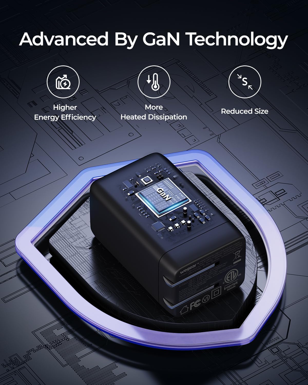 wegear 67W 3-Port 16/15/Pro, S25/S24, Note20, USB C Charger, GaN Fast Charging Block with Foldable Plug, Compatible