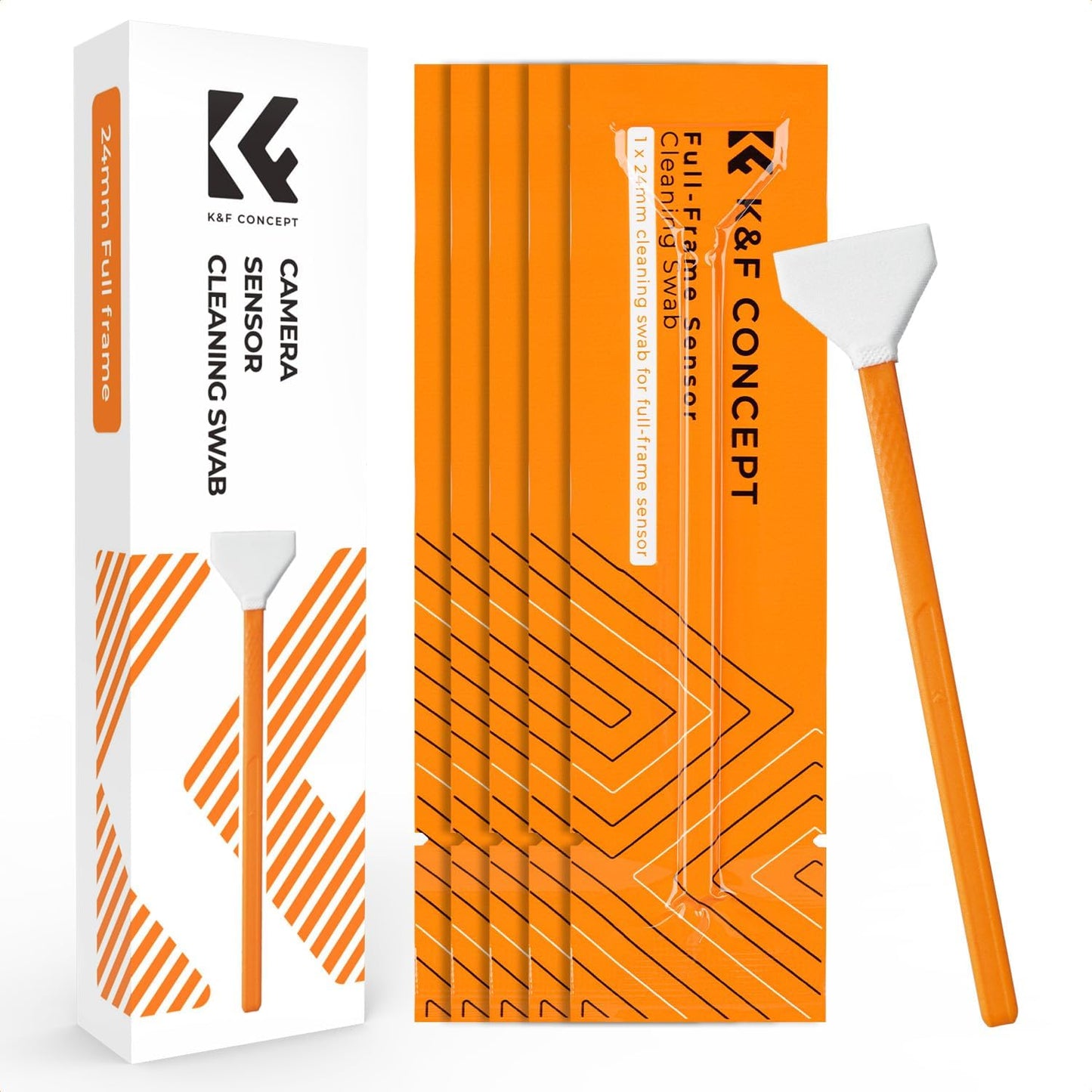 K&F CONCEPT 6 Pack CMOS 24mm 20mm Full-Frame Sensors Cleaning Swabs, DSLR SLR Digital Camera Dry CCD Clean Swabs