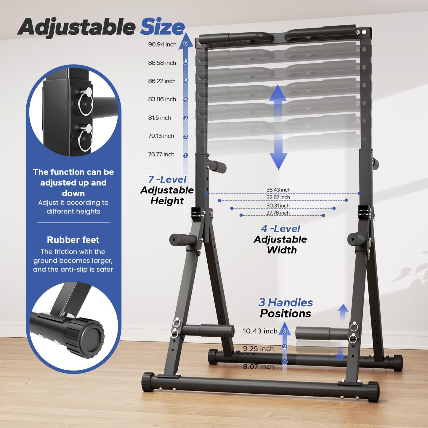 Foldable Pull Up Bar Free Standing, Strength Training Pull-up Bars Adjustable Pull Up Station, Power Tower Pull Up Bar MultiFunction Pull Up Dip Station Workout Equipment For Home Gym Support 480 LBS