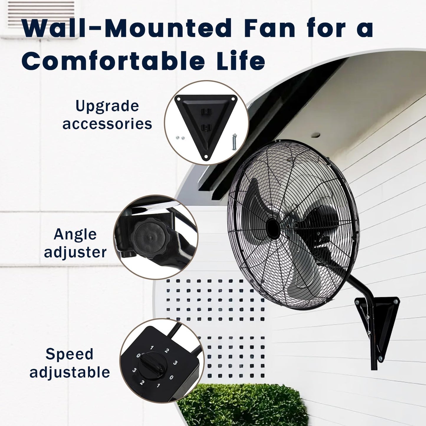 TMWINGS 20 Inch Wall Mount Fan, 2 Pack Heavy Duty Oscillating Wall-Mounted Fan with 6600 CFM, High Velocity 3 Speed Fans with Adjustable Tilting for Workshop, Garage, Patios, Industrial, Black
