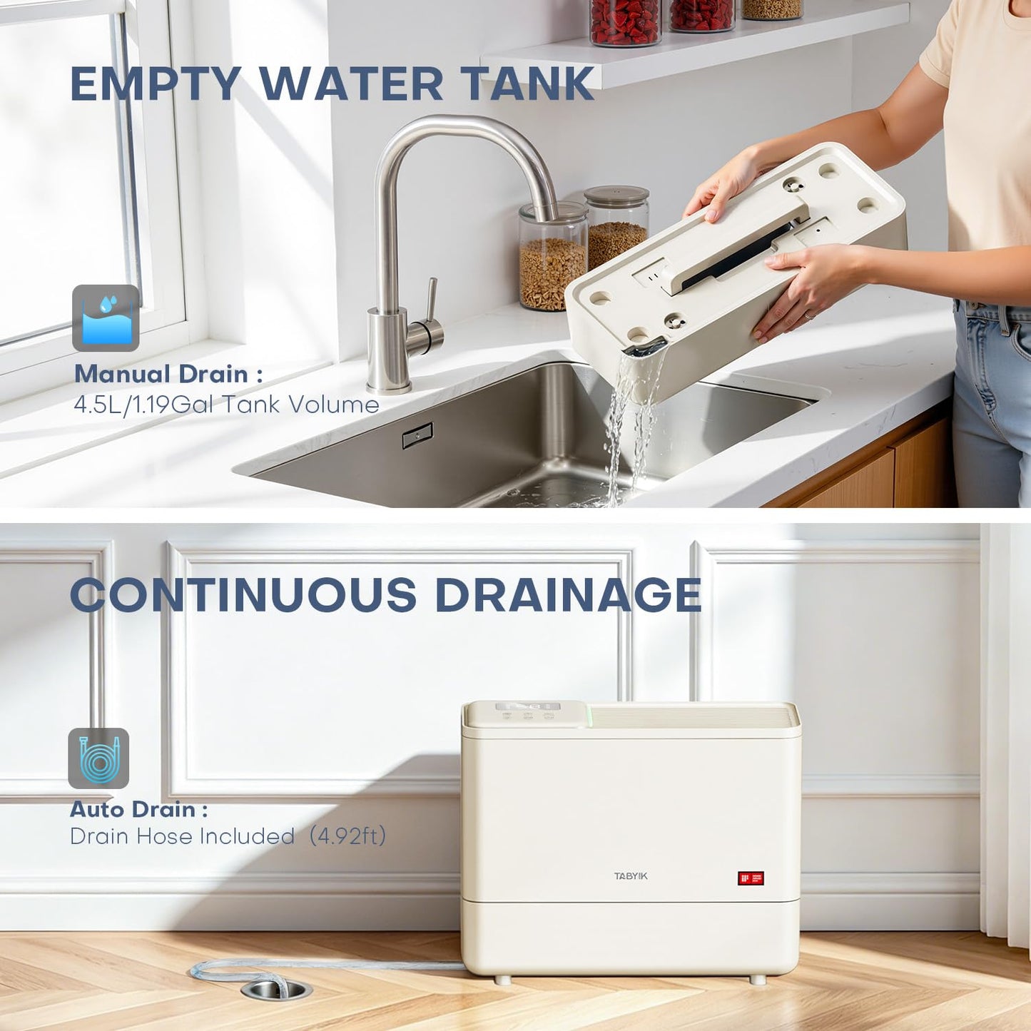 1,500 Sq. Ft Dehumidifier for Basement, 21 Pints Basement Dehumidifier with Drain Hose, Large Dehumidifiers for Home, RV, Bathroom, Bedroom - 1.2 Gallons(4.5L) Water Tank, 3 Modes, 24-Hour Timer