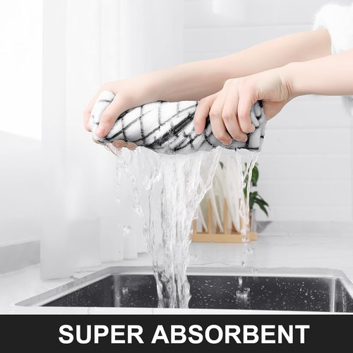 Homaxy Premium Cotton Kitchen Towels - Super Absorbent 390 GSM Dish Towels | 16"x28", Black Check Design, 6 Pack