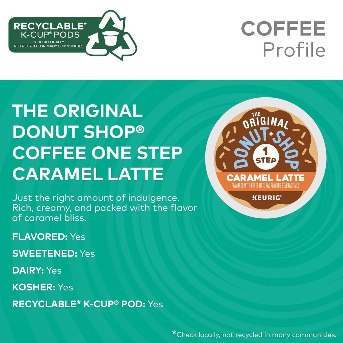 Original Donut Shop Caramel Latte K-Cup Pods - One-Step Convenience | 20 Count