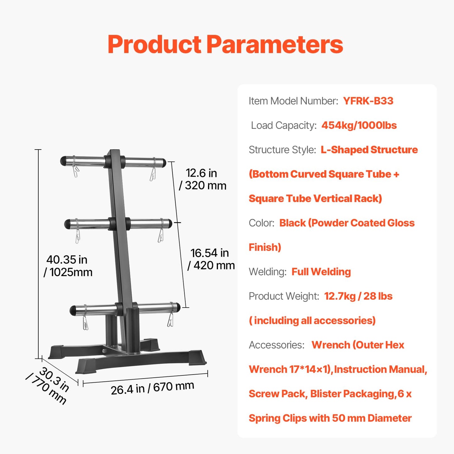 VEVOR Weight Plate Rack, L Frame Weight Plate Tree for 2-Inch Weight Plates, Standard Weight Plate Tree, 1000 lbs Load Capacity Weight Storage Holder, Home Gym Barbell Rack Storage Stand, Black
