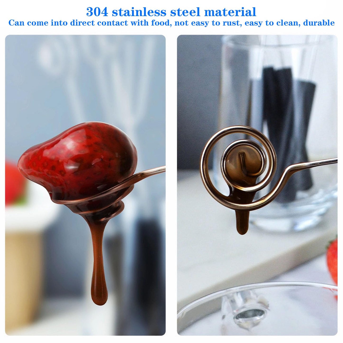 safycaby 6 PCS Chocolate Dipping Tool Stainless Steel Candy Dipping Tool Chocolate Dipping Fork Spoon Set for Handmade Chocolate Pralines Truffles