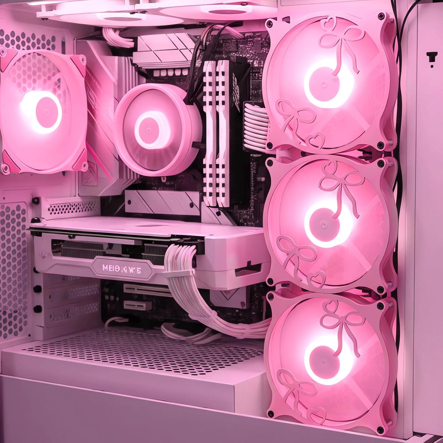 4 120mm Lounsweer Pcs Pink Bow Guard Fan Grill Metal PC Fan Grill Cover with Screws Cute Computer Accessories