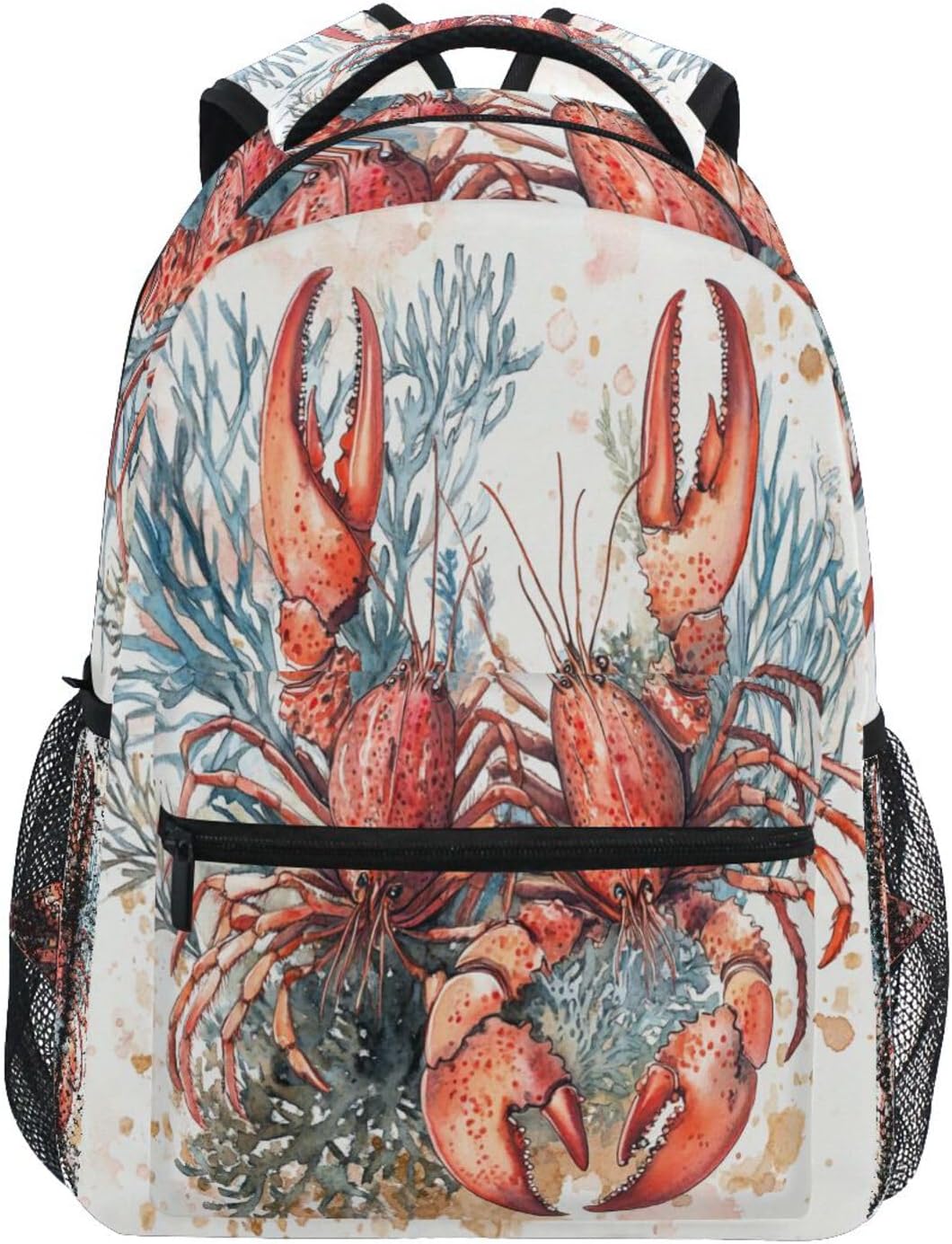 Krafig Backpacks Backpack Daypack Watercolor Red Lobsters Corals Boys Girls Kids School Bookbag, School Bag Travel