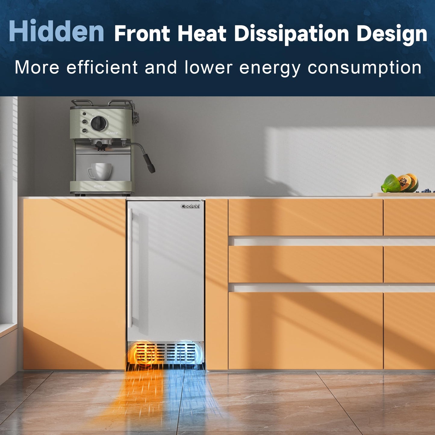 Coolski Under Counter Ice Maker Machine, Stainless Steel Built-in Freestanding Ice Maker for Commercial & Home Use, 80 Lbs/Day, 30 Lbs Storage, Self Cleaning, Thicknesses Adjustable