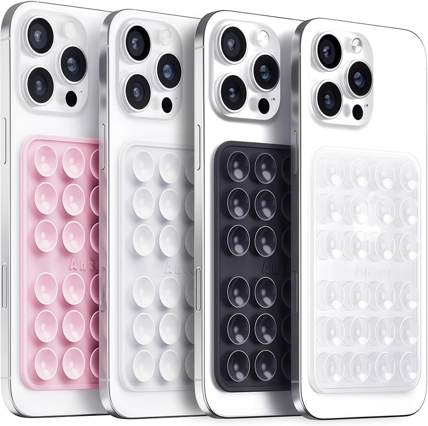 Anteel 4 Pack 2026 2.28"x3.46" Silicone Suction Phone Case Adhesive Mount, Upgraded Thickened & Enhanced Suction Power