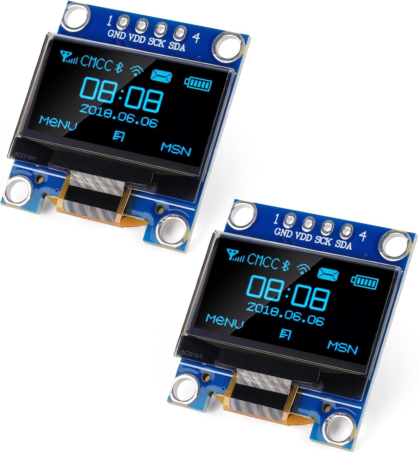 Meshnology 2 0.96 Inch 128x64 I2C SSD1315 ESP32 Pcs OLED Display Module Pixel IIC OLED Screen Driver Self-Luminous