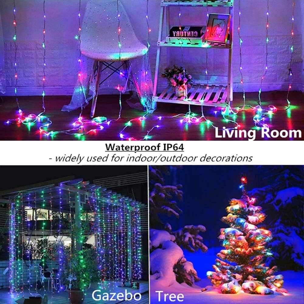 Skiennix Curtain Lights - 300 LED Twinkle String Lights for Bedroom & Wedding Decor | 9.8x9.8 Ft with Remote Control