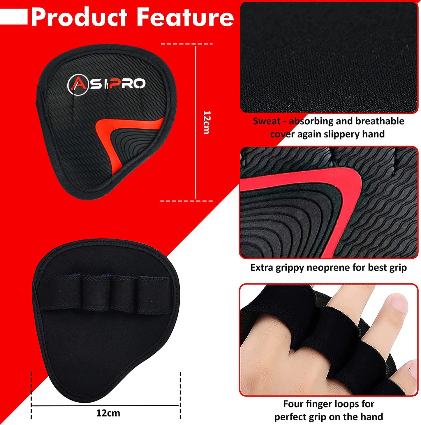 ASIPRO Lifting Grips for Weight Lifting Alternative to Workout Gloves Women & Men Gift Gym Hand Grips Gym Grips Men & Women No Sweaty Gym Workout Gloves Workout Grips Rubber Grips Pads