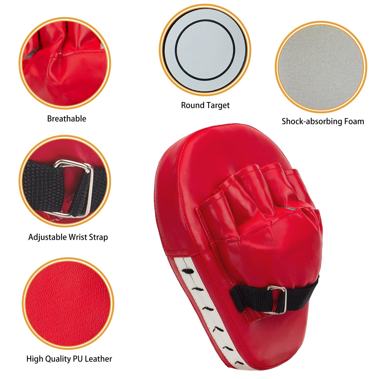 3-in-1 Boxing Pads and Kick Punching Mitts Set, Leather Hand Target Focus Pads, MMA Muay Thai Pads for Kicking Taekwondo Karate Kickboxing, Kids Adults Boxing Training Sparring Gear Equipment