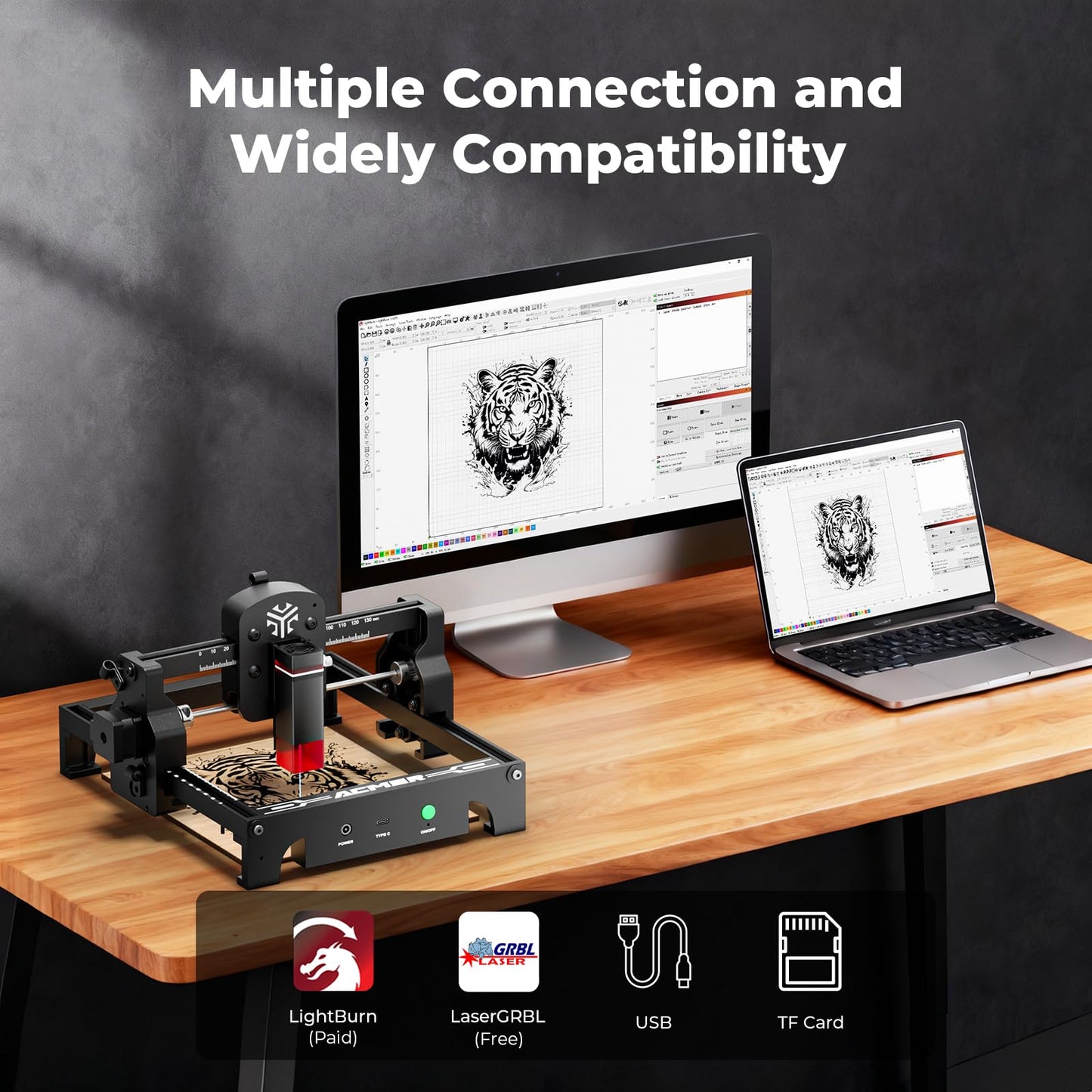 ACMER S1 Laser Engraver 3500mW, Compact Desktop Engraving & Cutting Machine for DIY Crafts, Small Business & Makers, 130x130mm Work Area, 0.04mm Detail Engraving for Wood, Acrylic