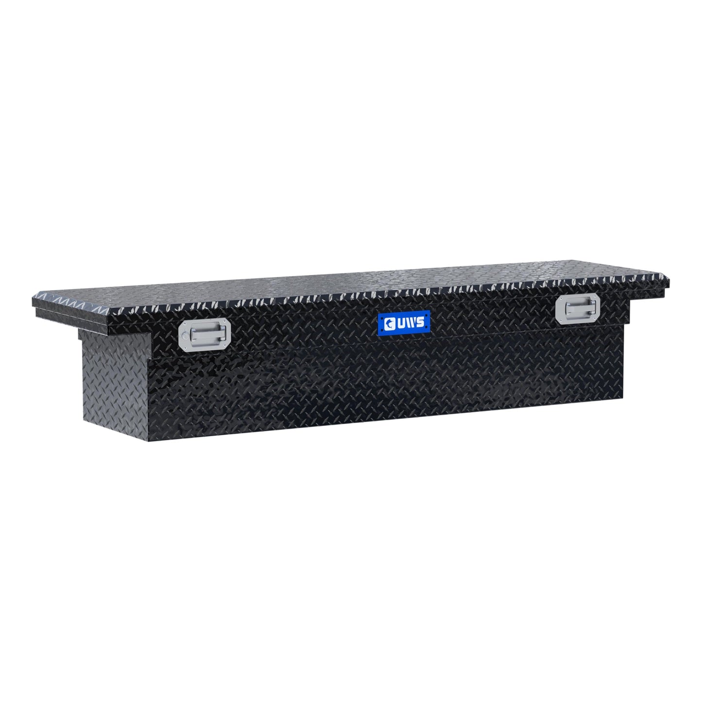 UWS EC10622 Pull Handle 72-Inch Gloss Black Heavy-Wall Aluminum Truck Tool Box with Low Profile, RigidCore Lid