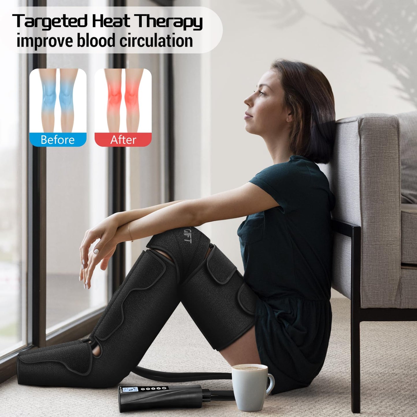 Mothers Day Gifts for Mom, Women, Dad, Men, Him, Her, Fathers Day, Christmas, Air Compression Massager with Heat for Comprehensive Leg and Foot Therapy, Helpful for Varicose Veins, Cramps, Edema