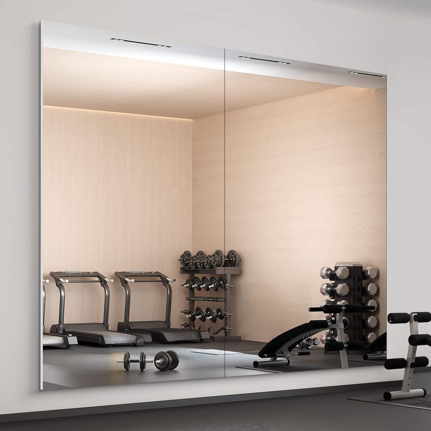 brisafe 71" x 80" (2pcs 71" x 40") Full-Length Wall Mirror – Ultra-Light, Shatterproof Nano Material, Easy Install – Gym, Dance Studio, Home & Yoga – 10 lbs/pc, Cuts Commercial Insurance Costs 60%