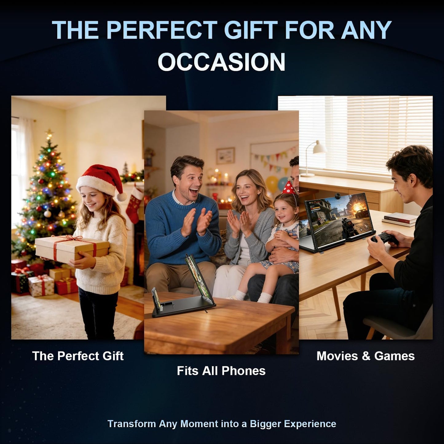 12" 3D Smartphones,12 inches for Mobile Phone Screen Magnifier HD Projector Screen for Movies, Videos, Foldable Stand
