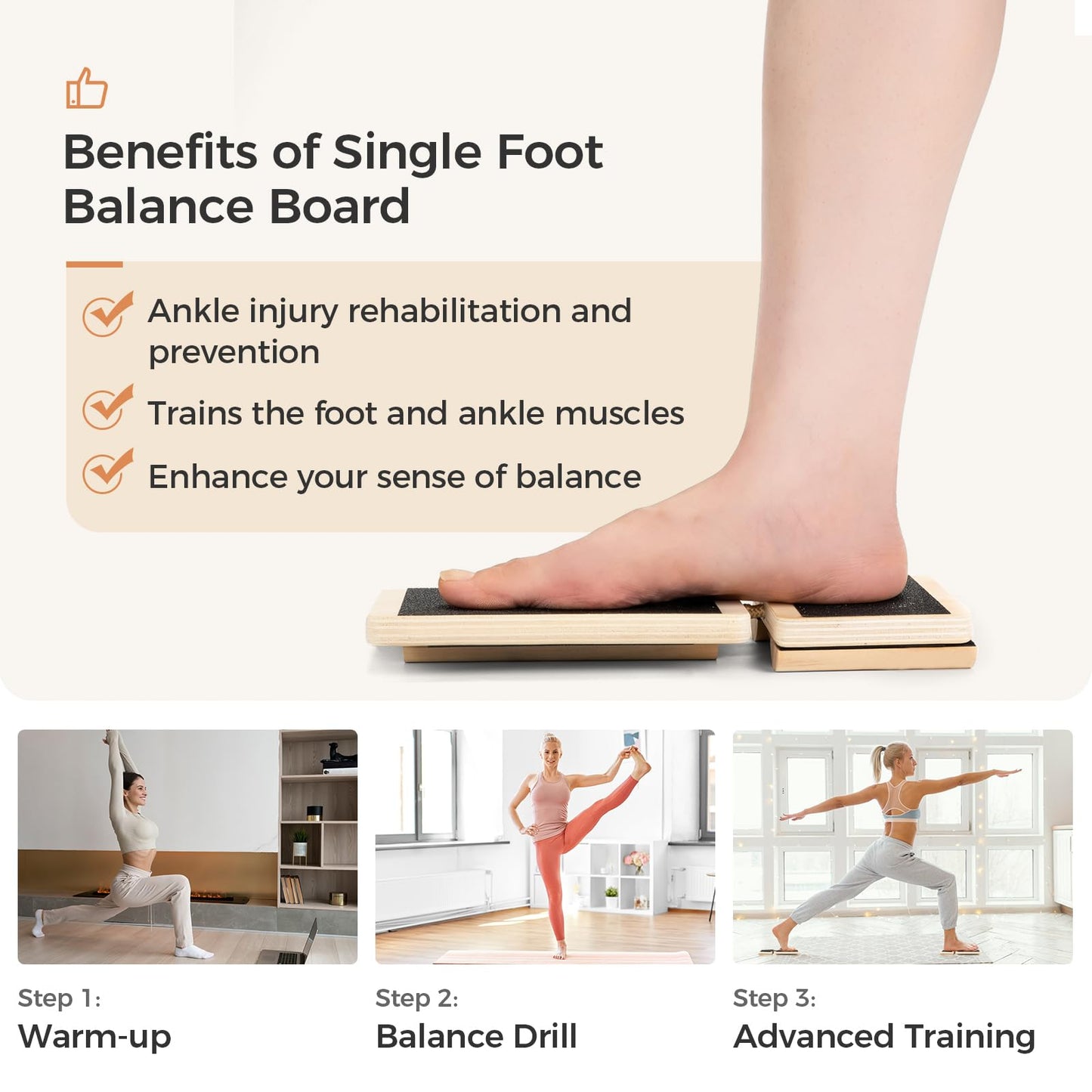 Ankle Foot Strengthener Exerciser for Sprained, Single Leg Balance Board for Physical Therapy, Plantar Fasciitis, Posture Correction and Balance Training,Including Detailed Instruction Manual