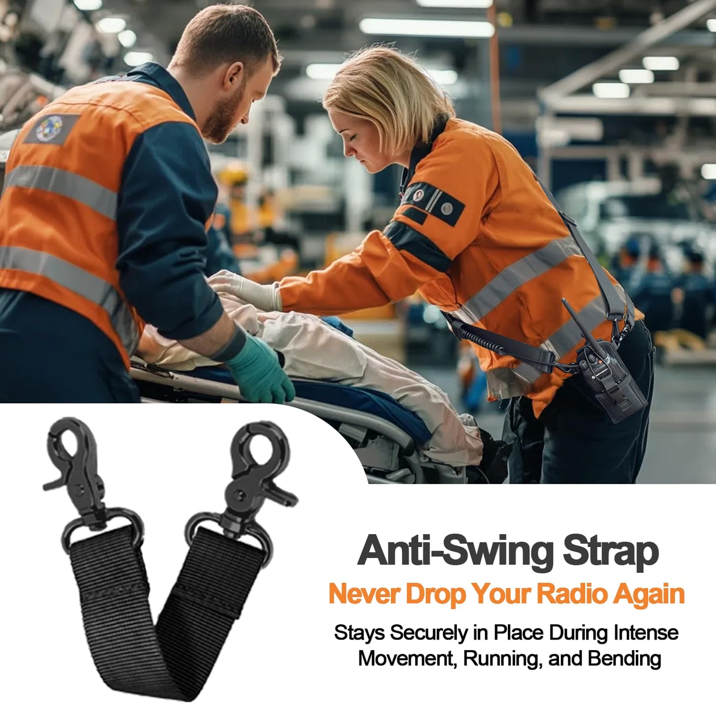 Levowin 2 Pack Firefighter Radio Strap and Holder with Sway Strap Bundle Set, Adjustment Ability and Mic Holder, Holds Walkie Talkie Radio Securely, Light Weight, for Fire EMT Paramedics