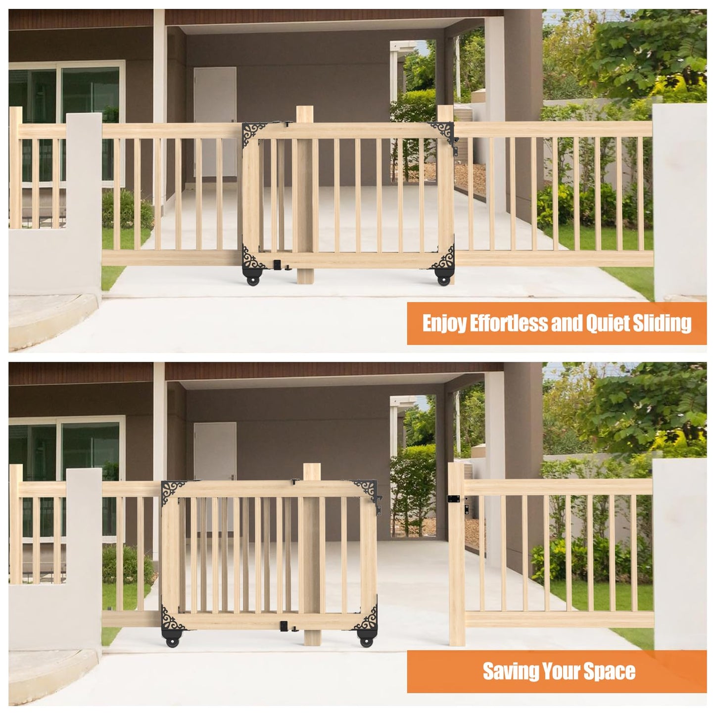 MOFEEZ Sliding Gate Kit Decorative Rolling Gate Hardware Kit Heavy Duty for Smooth Quiet Sliding Operation