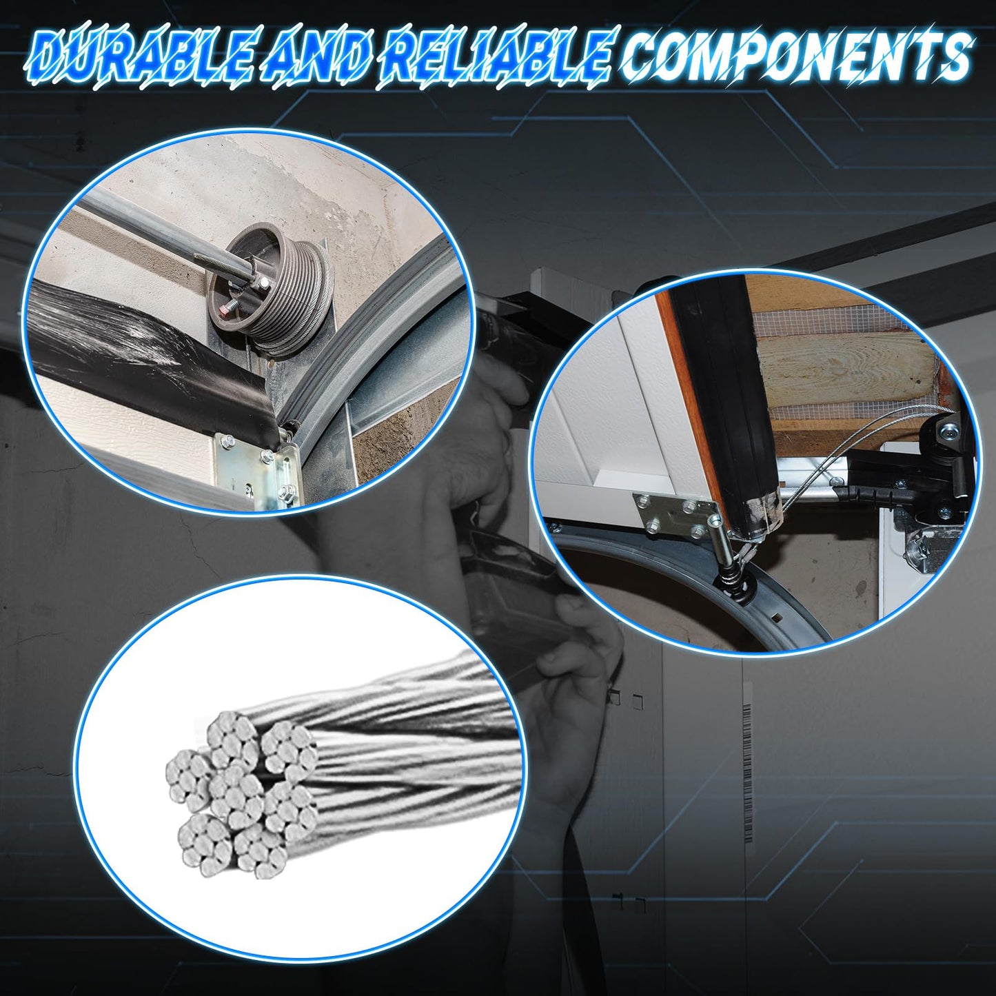 MorningRo Garage Door Parts Installation Bundle Kit for 16' by 7' Overhead Doors, Fix Replace Garage Hardware Repair Replacement Set with Brackets Drums Cables Hinges Rollers Screws Bearings & Bolts