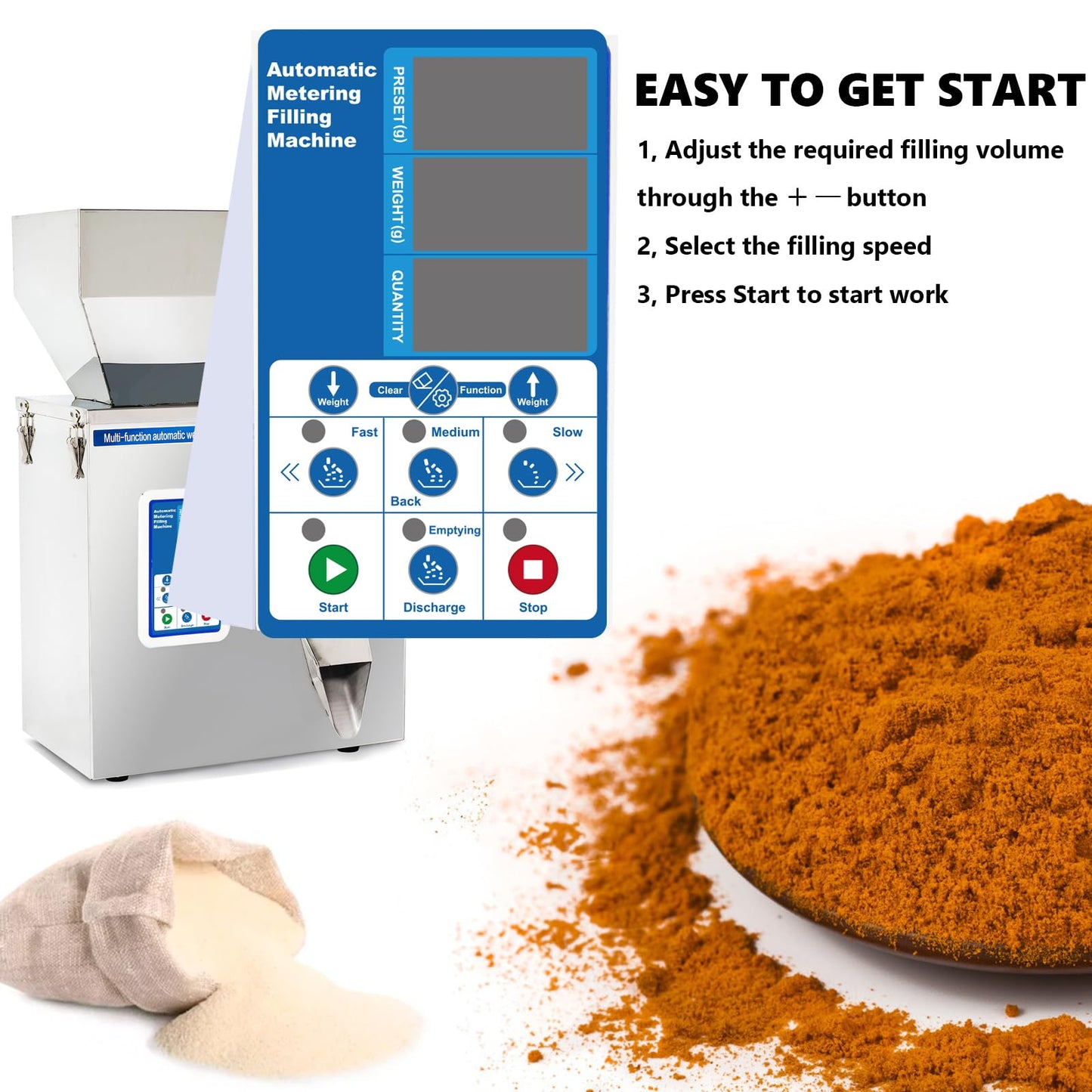 Sumeve Powder Filling Machine, Powder Dispenser For Dry Powder, Flour, Coffee Powder, Glitter 110v60hz 1-100G