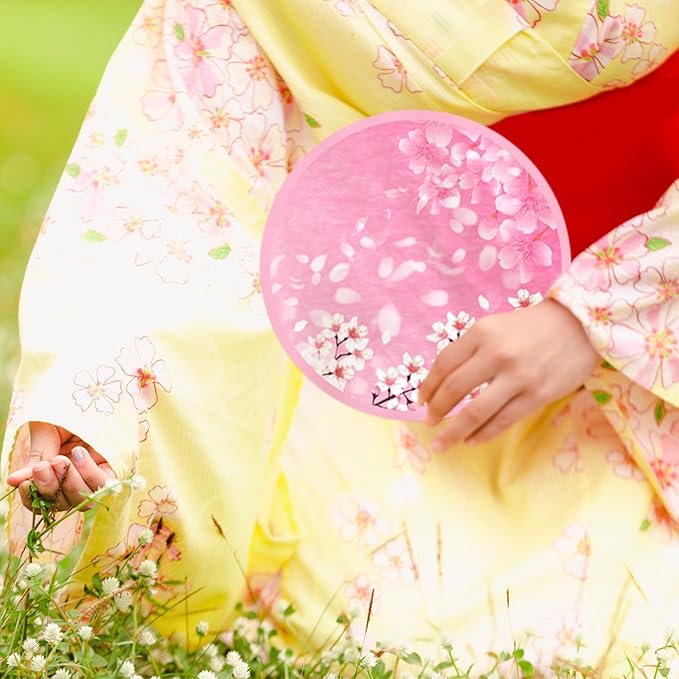 Mototo Foldable Flying Disc Fans, 30PCS Japanese Foldable Disc Fan 8 Inch Pop up Round Collapsible Hand Fan Bulk with Pouch for Women Purse Travel Beach Game Wedding Party Favor Decoration, 6 Style